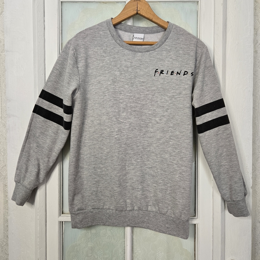 FRIENDS Gray Logo Stripe Sleeve Sweatshirt Size S